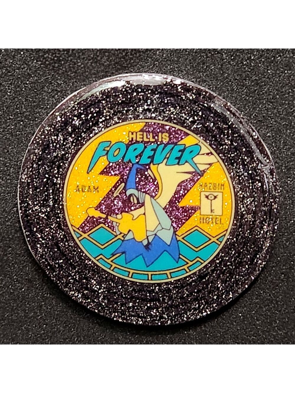 Adam, Hell Is Forever vynil record glitter pin - Hazbin Hotel